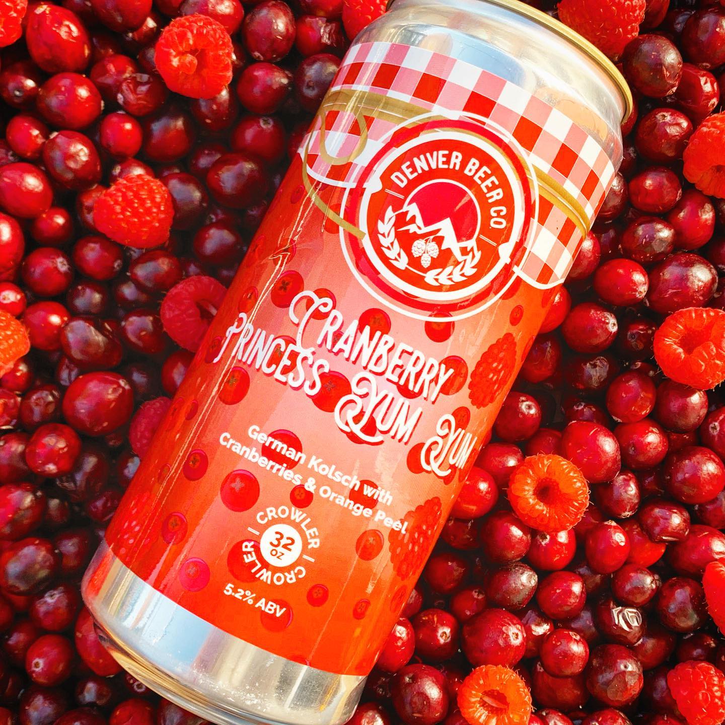 This is just a little warmup for turkey day... coming to all 3 taprooms this Friday 11/12 on tap and with ONLY 100 limited edition crowlers at each location, ⁠Cranberry Princess Yum Yum!  ⠀⠀⠀Featuring our traditional German Kolsch fermented with both cranberries and a dash of orange peel, just like your favorite Thanksgiving side dish. The result is a berry-match made on grandma’s dinner table that will quench your thirst and leave you wanting more.⠀⠀⠀⠀Be a holiday hero, and pre-order your crowler at shop.denverbeerco.com!