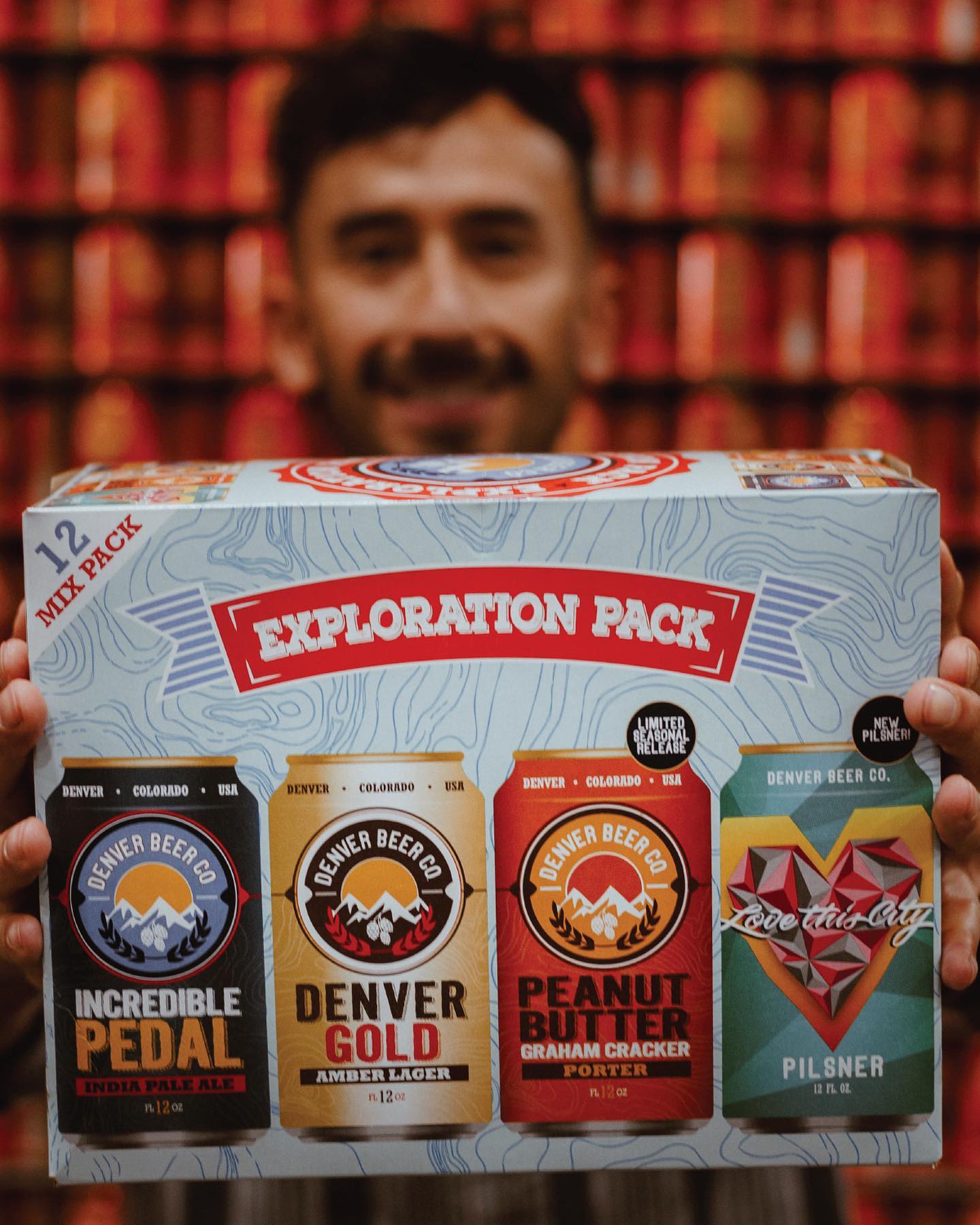 NEW Exploration Mix Pack out now! BIG thanks to the team who helped put it all together. Grab an Exploration 12pk at our taprooms or a retailer near you. What’s in the box? 🥜PB Graham Cracker Porter 🏙 Love This City Pilsner Denver Gold Incredible Pedal